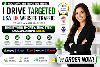 do organic shopify sales ebay etsy promotion to increase USA,UK website traffic