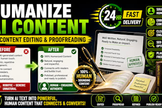 humanize ai content, edit ai text, line edit, rewrite, and proofread