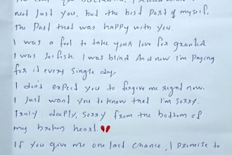 write a handwritten apology letter to your girlfriend to save your relationship