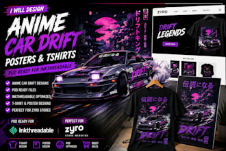 design anime tshirt car drift posters pod inkthreadable on zyro store websites