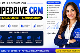 set up pipedrive CRM, sales pipeline for sales growth and automation
