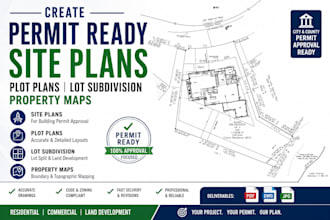 create permit ready site plans, plot plans, lot subdivision property maps