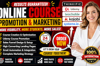 do udemy course promotion, online course marketing, and sales funnel design