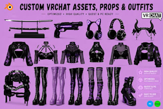 design vrchat asset, 3d outfit, props, avatar clothing, accessories, nsfw avatar