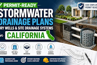 design permit ready stormwater drainage plans, dry wells, site drainage