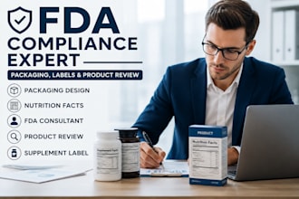 ensure fda compliance for supplement label, product label, nutrition facts, fda