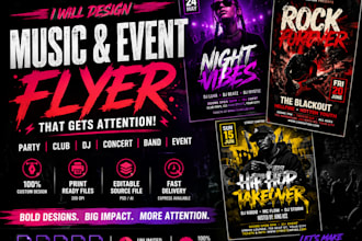 design party flyer, dj, nightclub, music, concert, event flyer and poster