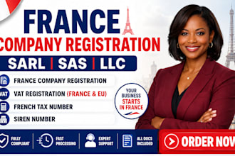 france company registration sarl SAS, vat registration, french tax number, siren
