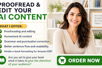 proofread and edit kdp manuscript humanize ai content format kindle ebook format