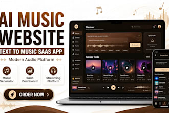build ai music video and website,text to music saas app, audio platform