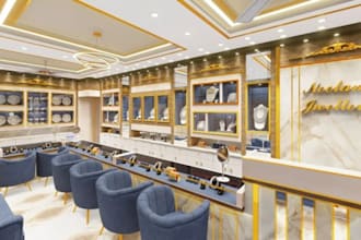 create 3d photorealistic jewelry shop, beauty shop, and boutique design