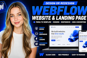 design and redesign, develop webflow website,  figma to webflow or landing page