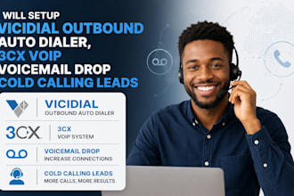 setup vicidial outbound auto dialer, 3cx voip voicemail drop cold calling leads
