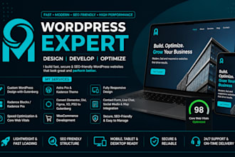 design wordpress kadence theme website with kadence pro blocks