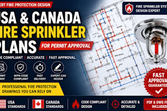 professional USA and canada fire sprinkler system plans for permit approval