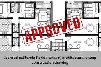 licensed california florida texas  nj  architectural stamp construction drawing