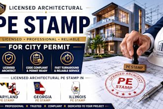 licensed architectural pe stamp in maryland, georgia, illinois for city permit