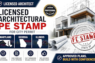 licensed architectural pe stamp in maryland, georgia, illinois for city permit