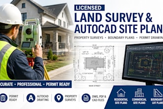 licensed land survey autocad site plan property survey land surveyor permit