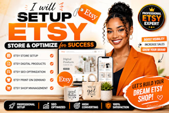 setup etsy store, etsy digital product, etsy seo etsy print on demand etsy shop
