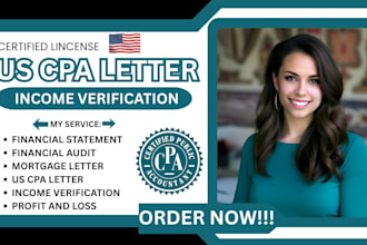 write verified CPA letter, income letter, expense ratio letter, mortgage letter