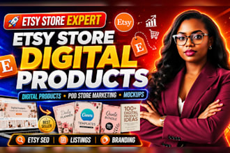 create etsy dfy digital products, etsy shop print on demand, etsy shop marketing