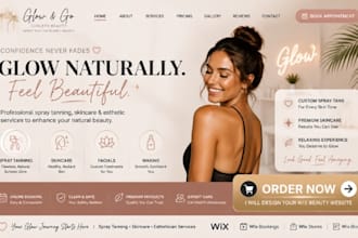 design wix spray tanning website sunless beauty salon skincare esthetician site