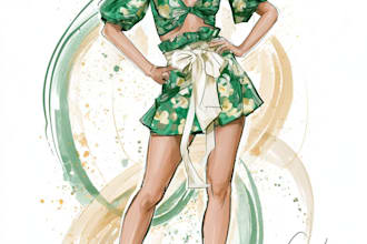 draw a fashion illustration, sketch, portrait