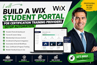 build a wix student portal for certification training providers setup automation
