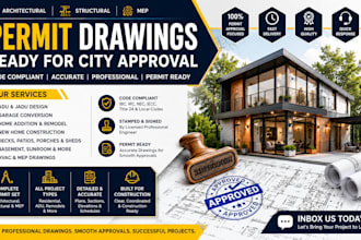 prepare stamped ready adu and garage conversion construction drawings