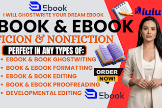 write 40 000 non fiction ebook, fiction romance, kindle ebook writer, KDP format