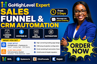 gohighlevel lading page systeme io sales funnel CRM automation pipeline setup