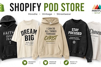 setup shopify pod store for t shirt, hoodie, streetwear with gelato, printiful