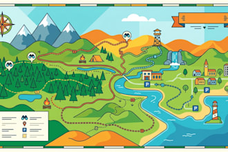 create hiking map, adventure map, trail map and location map for your project