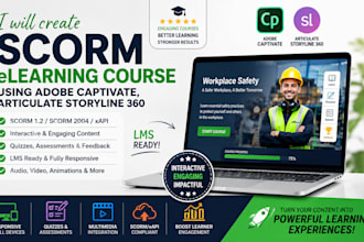 create scorm elearning course using adobe captivate, articulate storyline 360
