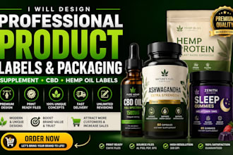 design professional product labels packaging supplement cbd  hemp oil labels