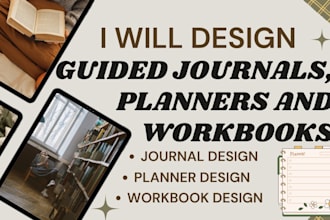 design guided journal, workbook, planner and self help ebook, canva kdp journal