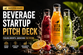 design beverage startup pitch deck for investors and fundraising