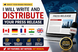 write and distribute your press release in canada, germany, france, india, UK