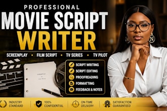 write and edit movie script, screenplay, film script, TV series, and TV pilot