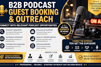 provide b2b podcast guest booking and outreach