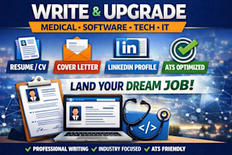 rewrite and reformat your cv, resume, linkedin profile, medical tech ats resume