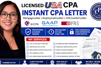 write instant CPA letter, mortgage letter, employment letter, CPA comfort letter