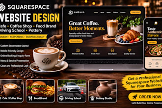 design cafe coffee shop food brand driving school pottery squarespace website