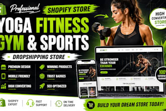 build yoga shopify fitness gym store sport workout gym dropshipping website
