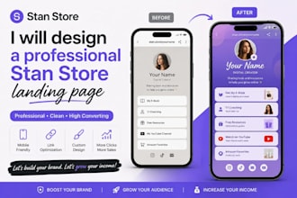 design a stan store landing page