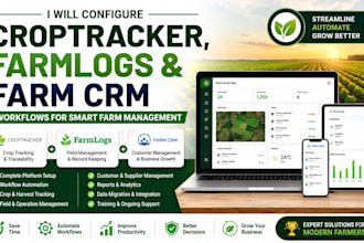 configure croptracker, farmlogs and farm CRM workflows for smart farm management