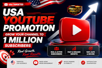 do USA youtube promotion, USA channel promotion to reach 1m views