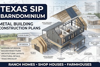 texas modern sip barndominium metal building  construction plan for compliance