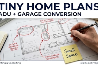 adu architectural plans and garage conversion layouts for tiny home projects